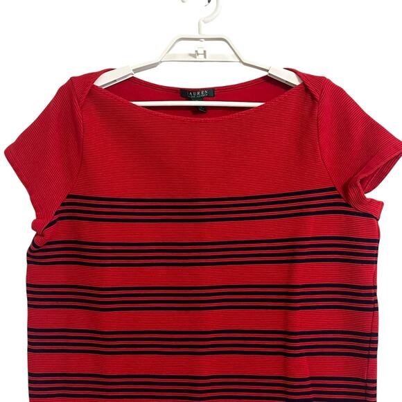 Ralph Lauren Textured Striped Boatneck Knit Top - Picture 2 of 5